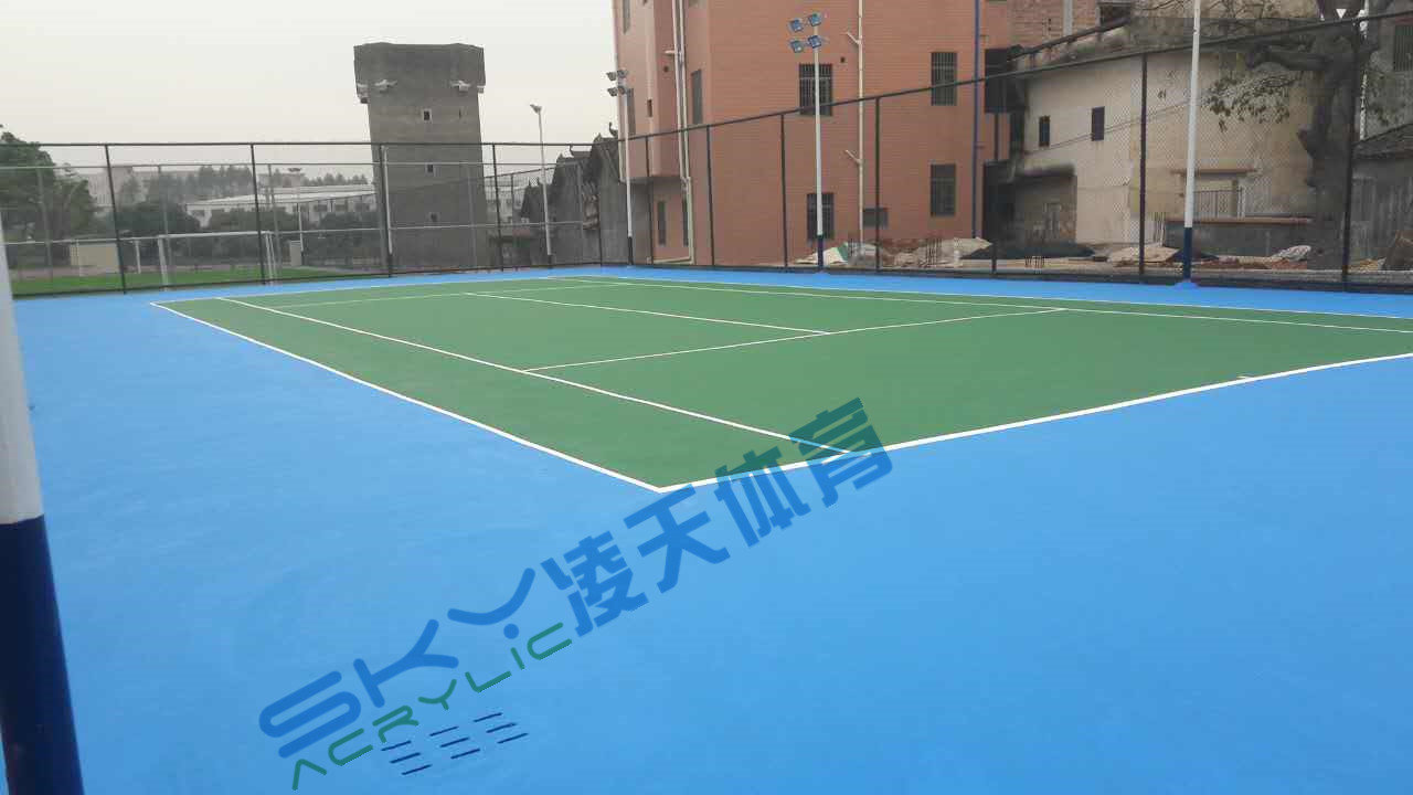 丙烯酸球场案例：广州市增城石迳村丙烯酸网球