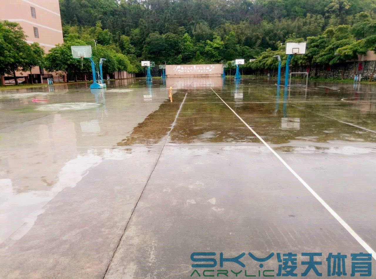 硅PU篮球场案例：广州市增城小楼中学5mm硅PU篮球